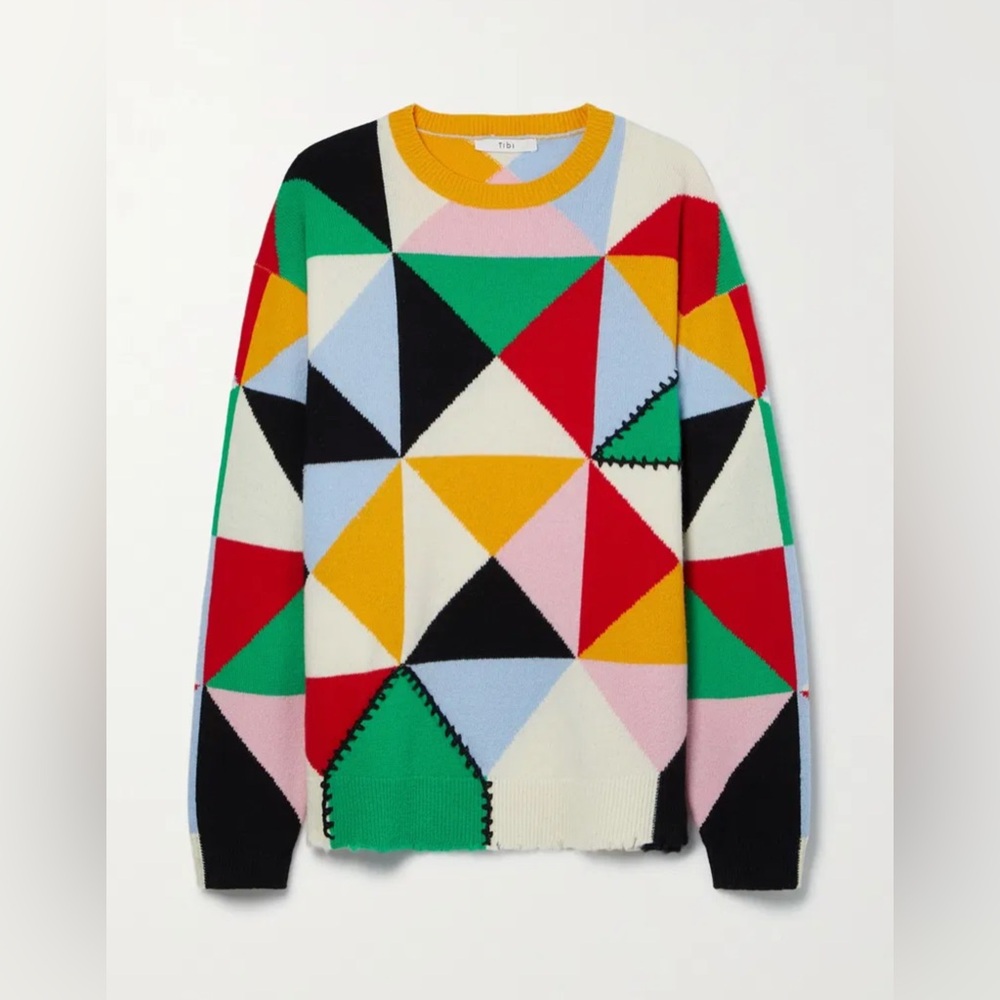 Tibi Patchwork Intarsia Sweater - Picture 7 of 9